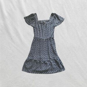 Elegant blue and White Floral Dress